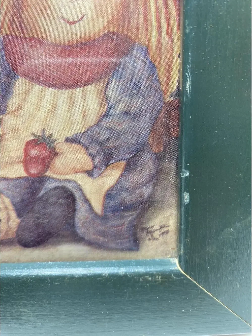 Vintage Art Picture Frame Girl With Strawberries - Easel /stand NOT Included!!